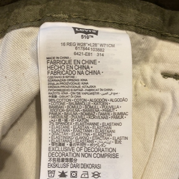 Levi’s 510 SZ 16 Girls Olive Haze Girls Skinny Pants New - Picture 8 of 9